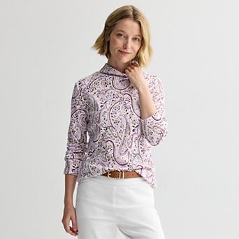 Women's Croft & Barrow® Essential Long-Sleeve Mockneck Top