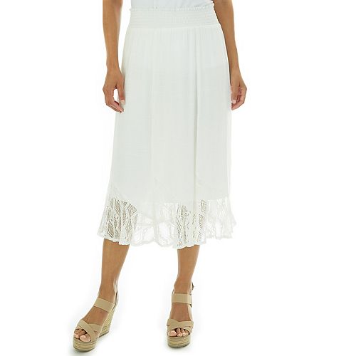 Women's Apt. 9® Lace-Hem Smocked Skirt