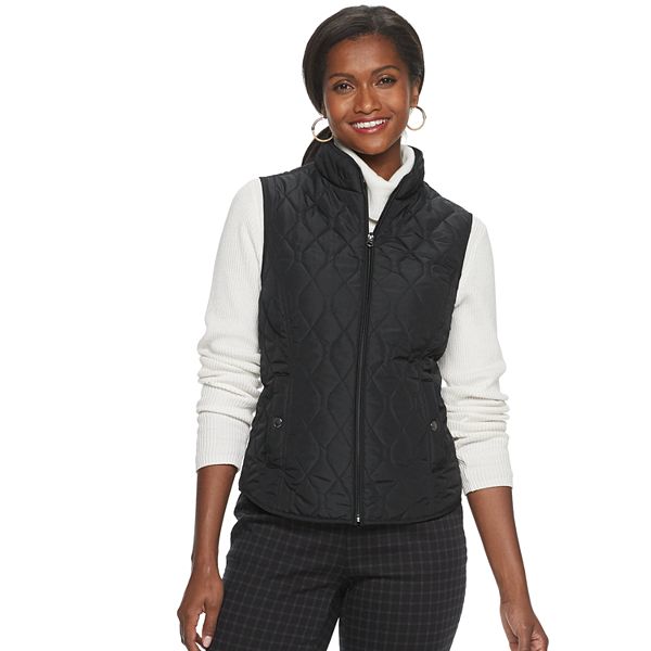 Petite Croft & Barrow® Woven Quilted Vest