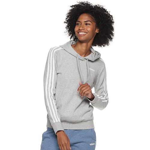 women's adidas 3 stripe cotton fleece full zip hooded sweatshirt