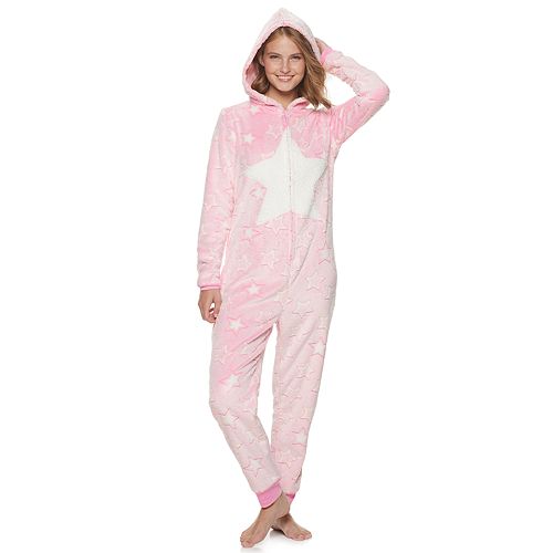 Juniors' SO® Hooded One-Piece Pajamas