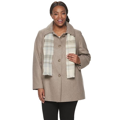 Plus Size TOWER by London Fog Scarf & WoolBlend Coat