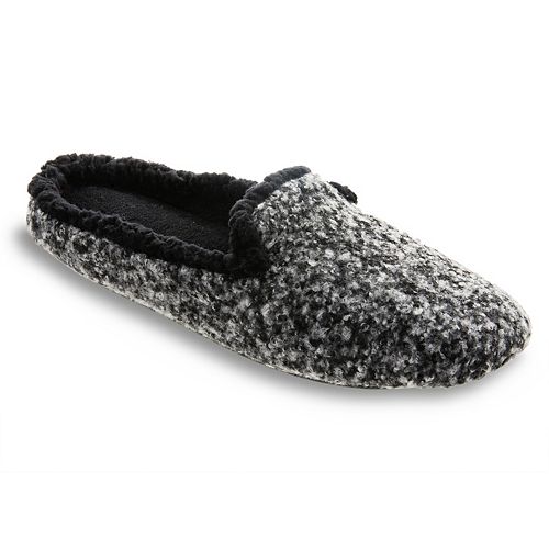 women's isotoner jessie microsuede heathered knit hoodback slipper