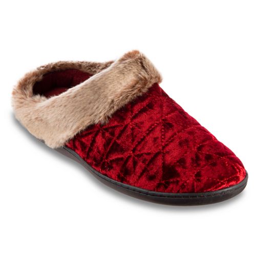 Women's isotoner Stephanie Quilted Velour 360 Comfort Hoodback Slippers