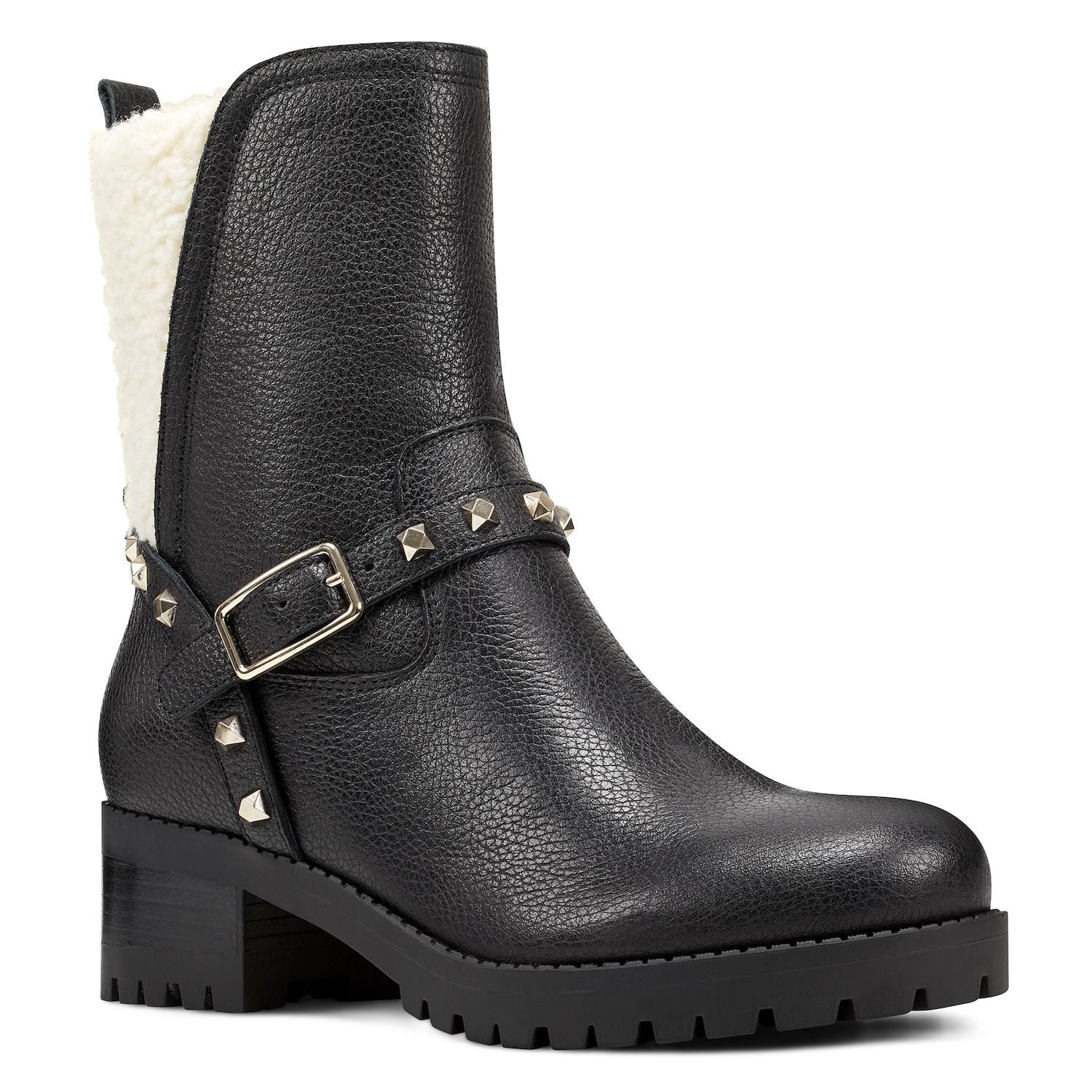 black leather moto boots womens