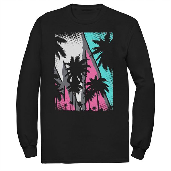 Men S Windy Palms Neon Poster Long Sleeve Tee