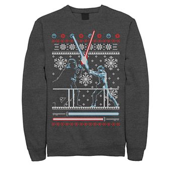 Men's Star Wars Vader Luke Clash Ugly Christmas Sweater Fleece