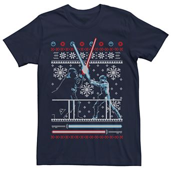 Men's Star Wars Vader Luke Clash Ugly Christmas Sweater Tee
