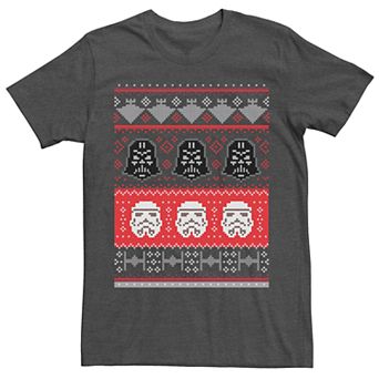 Men's Star Wars Vader Trooper Stitched Helmets Ugly Christmas Tee