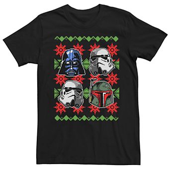 Men's Star Wars Bad Guy Helmets Ugly Christmas Tee
