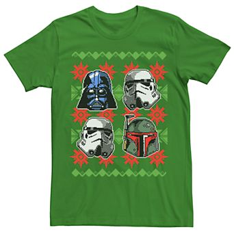 Men's Star Wars Bad Guy Helmets Ugly Christmas Tee