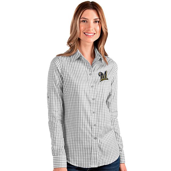 Women's Antigua Milwaukee Brewers Dynasty Button-Down Shirt