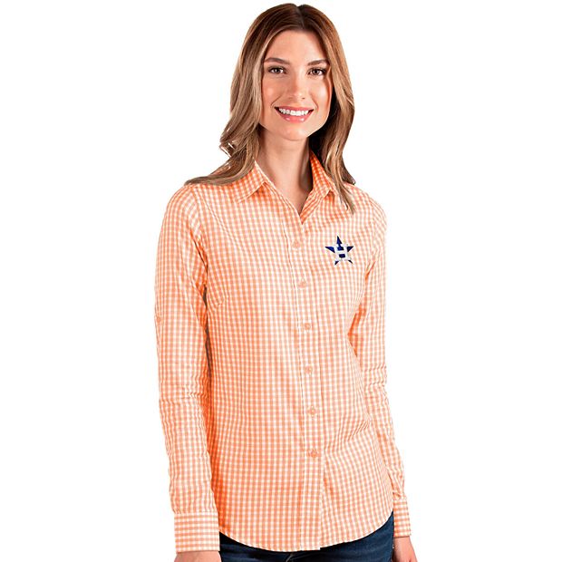 Women's Antigua Houston Astros Orange Structure Woven Shirt