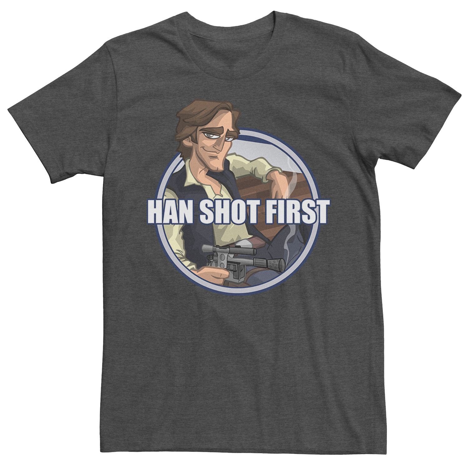 Image for Licensed Character Men's Star Wars Han Shot First Cartoon Circle Portrait Tee at Kohl's.