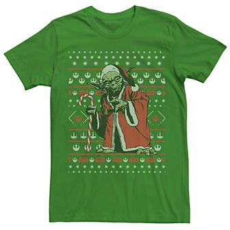 Men's Star Wars Yoda In A Santa Suit Ugly Christmas Tee