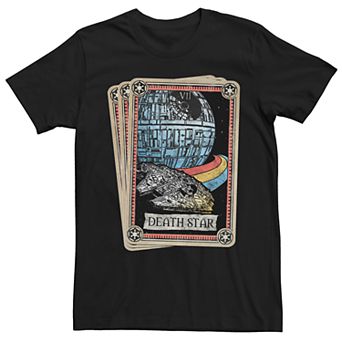 Men's Star Wars Death Star Millennium Falcon Tarot Cards Short Sleeve Tee