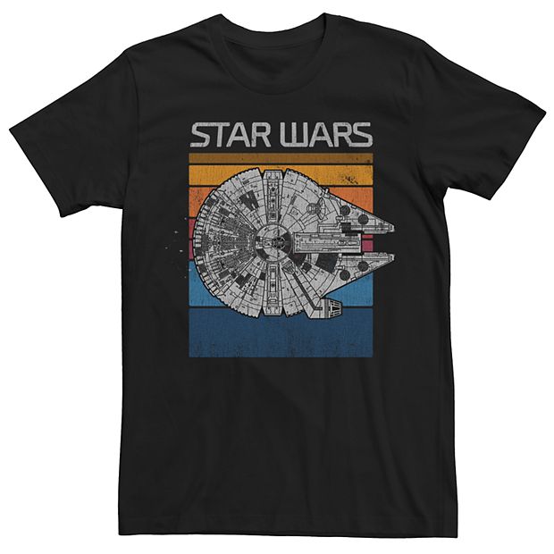 Men s Star Wars Millennium Falcon Retro Striped Short Sleeve Tee