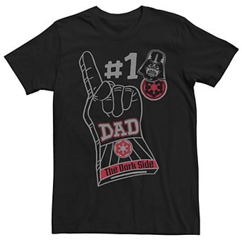 Men's Star Wars Darth Vader #1 Dad Foam Finger Dark Side Short Sleeve Tee
