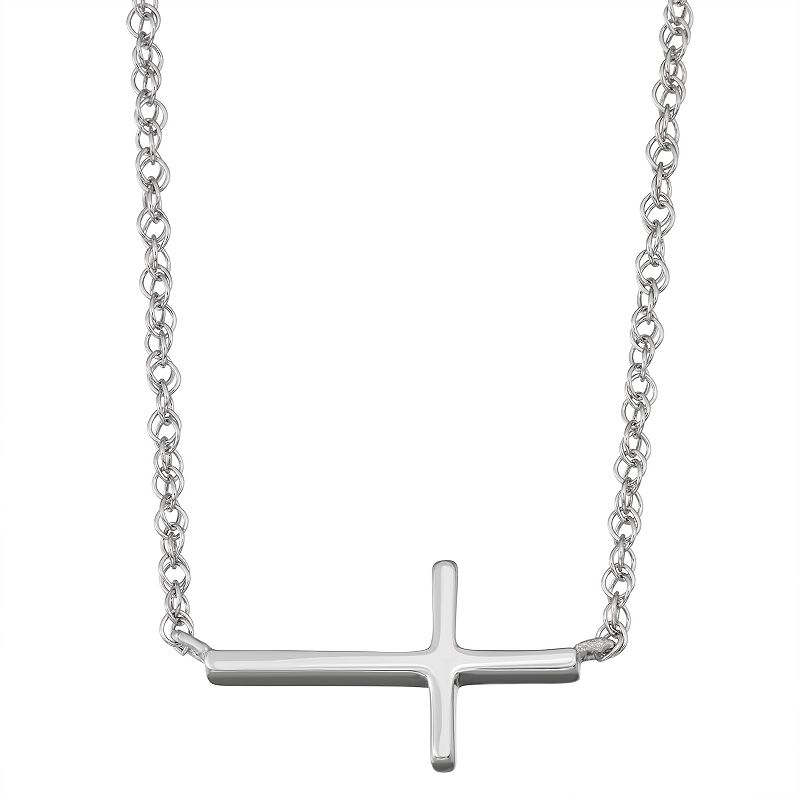 Charming Girl Sterling Silver Cross Bar Necklace, Girls, Size: 15