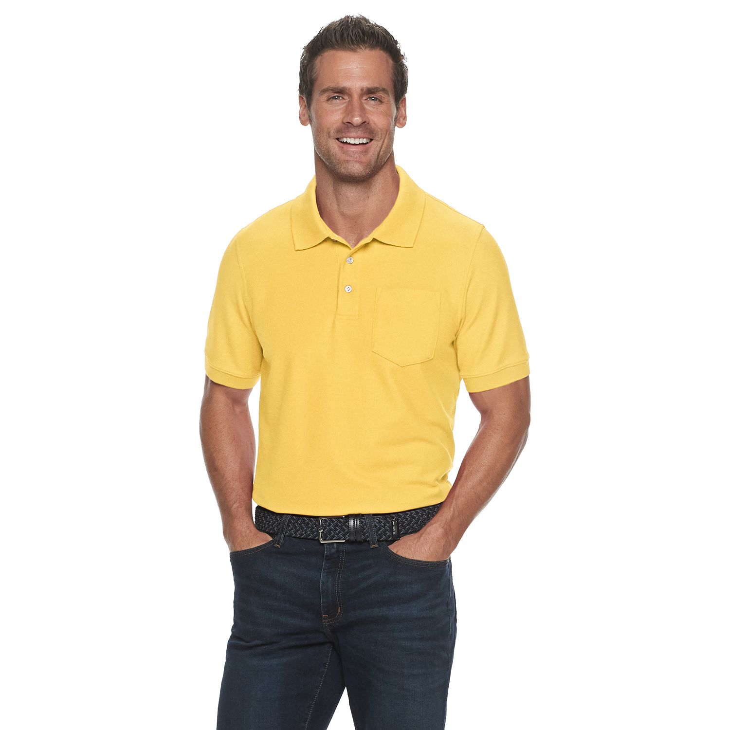 golden yellow polo shirt