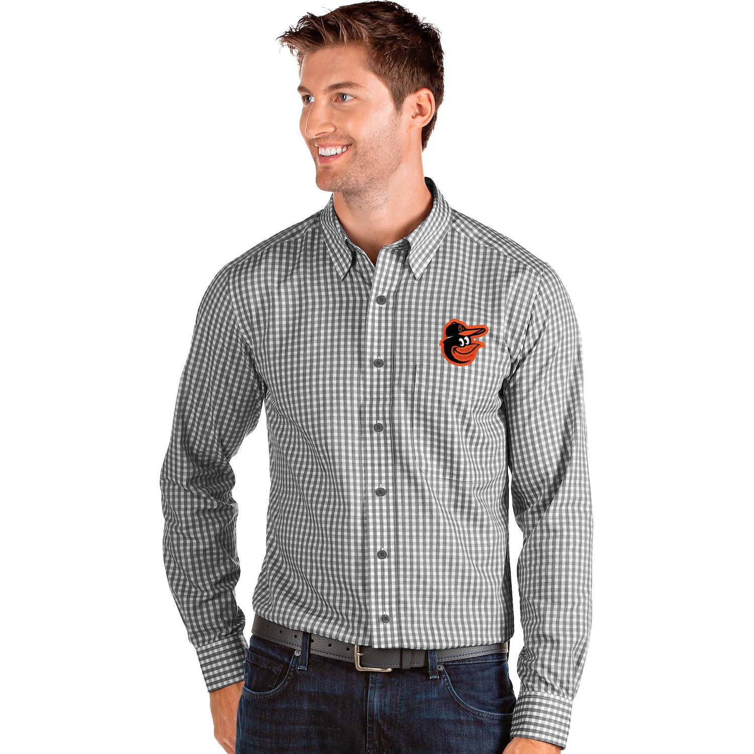 Men's San Francisco 49ers Antigua Scarlet/Gray Stance Flannel Button-Up  Long Sleeve Shirt