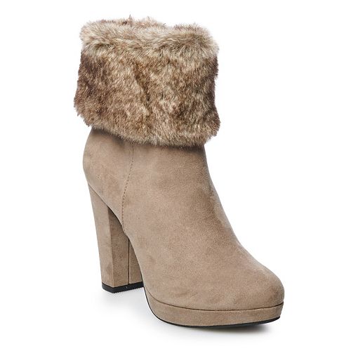 LC Lauren Conrad Cappuccino Women's Ankle Boots