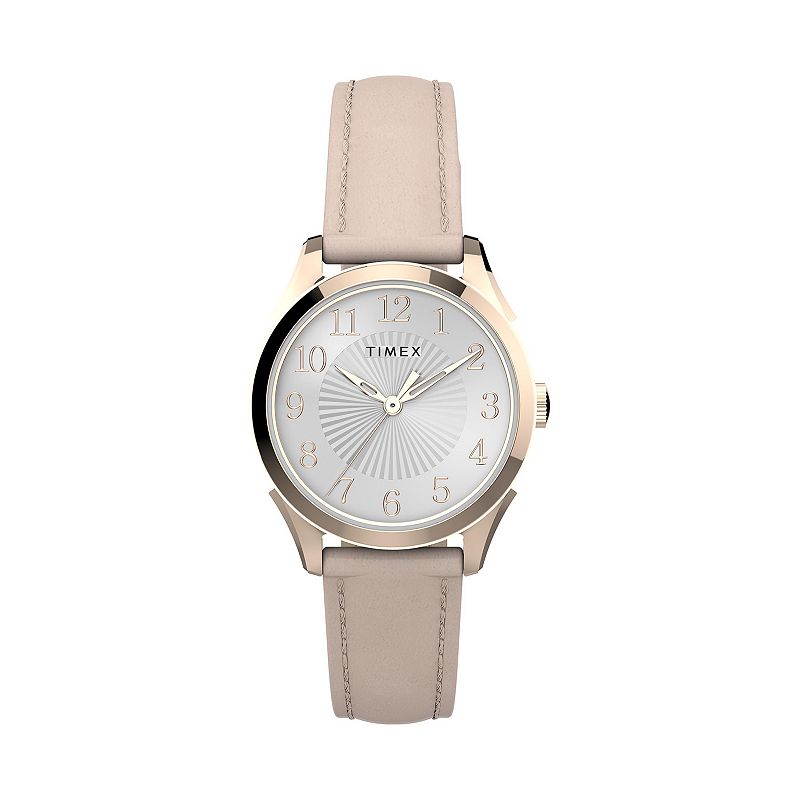 Timex Women's Briarwood Leather Watch - TW2T66500JT, Size: Small, Pink A perfect choice for any day of the week, this Timex leather watch combines classic design with casual looks. A perfect choice for any day of the week, this Timex leather watch combines classic design with casual looks. DISPLAY Dial color: silver tone Face cover material: mineral crystalCASE Material: gold-tone stainless steel Diameter: 28 mmBAND Material: pink leather Clasp: buckle Circumference: 190 mm Width: 14 mmDETAILS Movement: quartz Power: battery Water resistance: 30 meters Packaging: gift boxed Warranty: manufacturer's 1-year limited For warranty information please click here Size: Small. Gender: female. Age Group: adult.