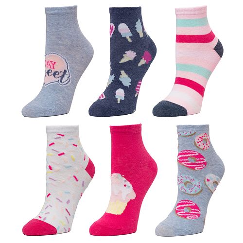 Girls 4-16 SO® 6-Pack Patterned Theme Crew Socks