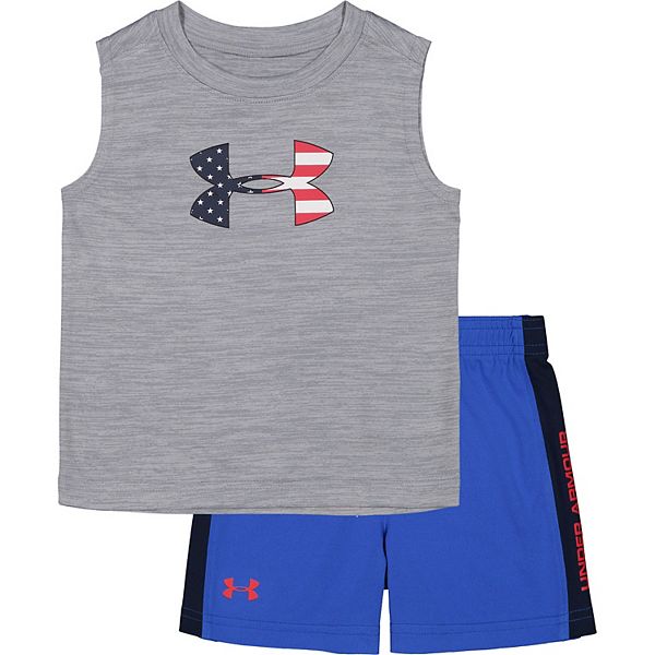 Toddler Boy Under Armour Americana Big Logo Twist Tank Top And Short Set