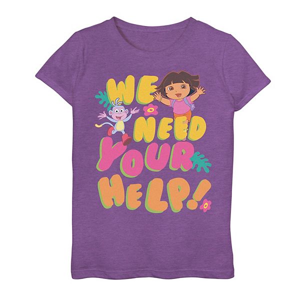 Girls 7-16 Dora The Explorer We Need Your Help Tee