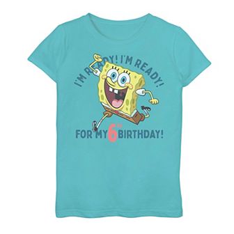 Girls 7-16 SpongeBob SquarePants Ready For My 6th Birthday Tee