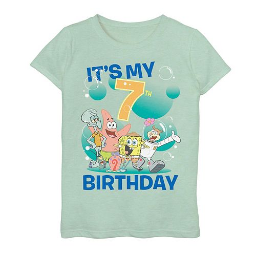 Girls 7 16 Spongebob Squarepants Group 7th Birthday Tee 5227