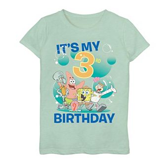 Girls 7-16 SpongeBob SquarePants Group 3rd Birthday Tee