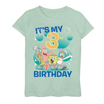 Girls 7-16 SpongeBob SquarePants Group 3rd Birthday Tee