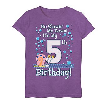 Girls 7-16 SpongeBob SquarePants Gary 5th Birthday Tee