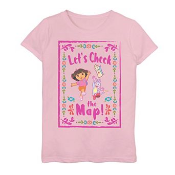 Girls 7-16 Dora The Explorer Check The Map Poster Tee