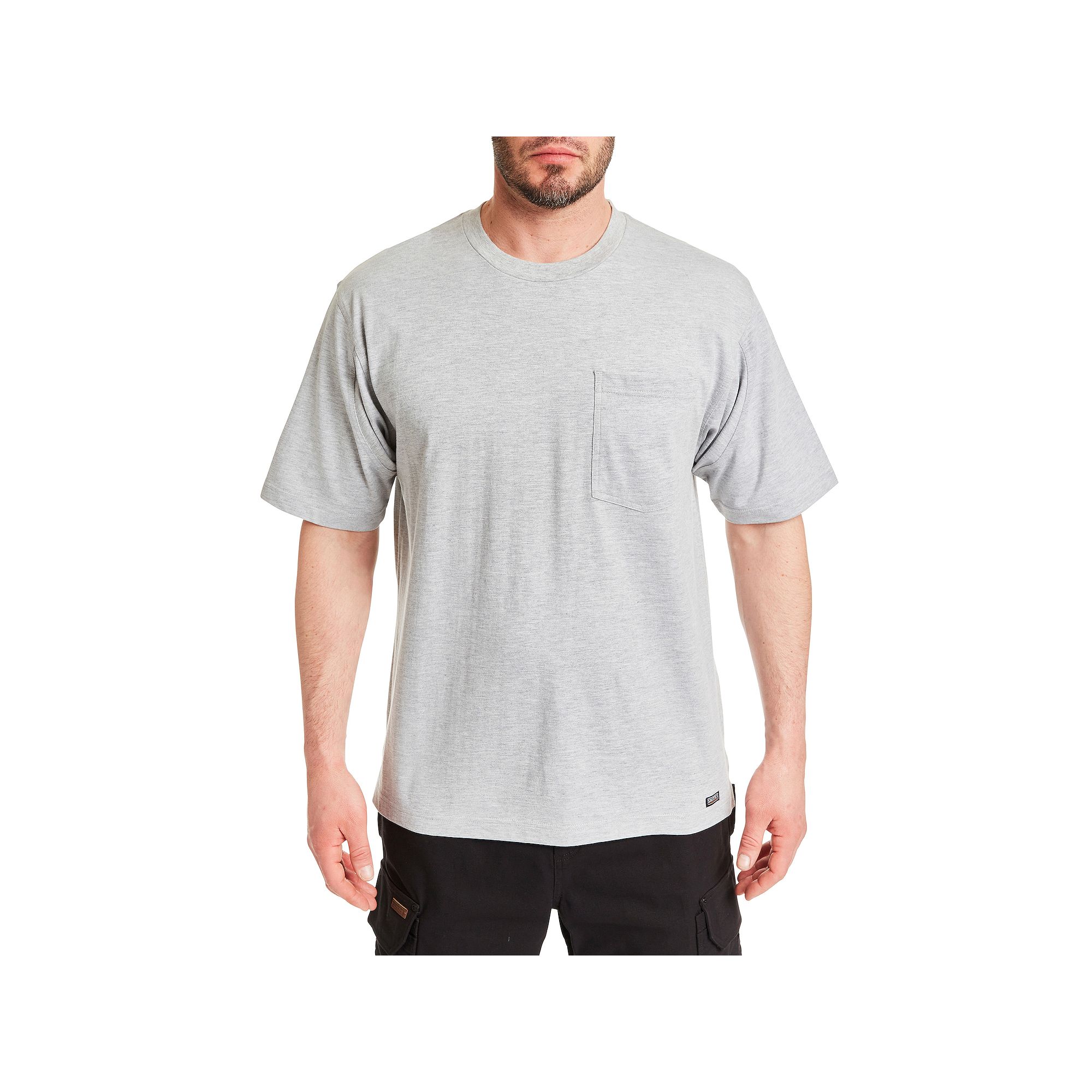 Mens Smiths Workwear Extended-Tail Cotton Crewneck Tee, Size: XXL, Grey G