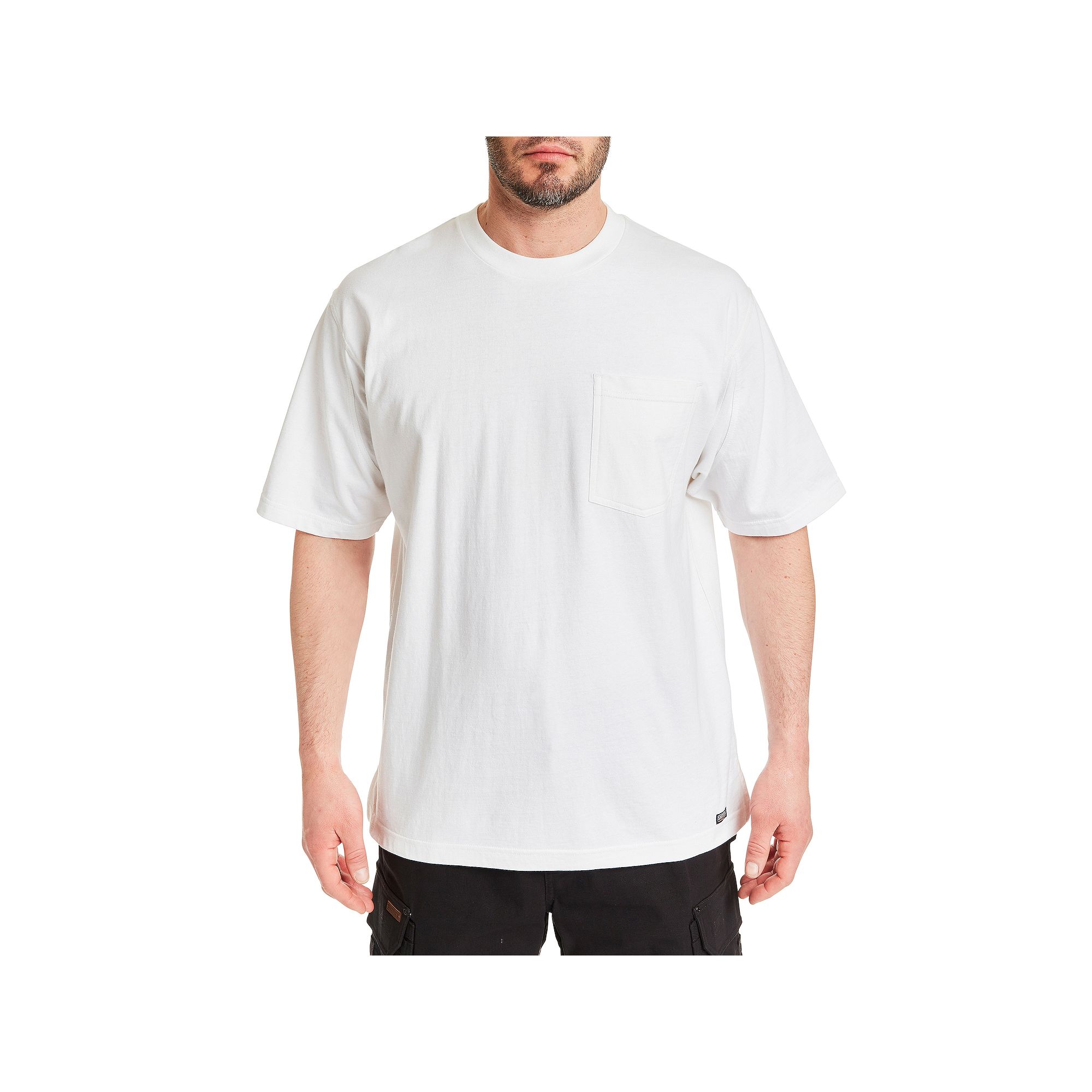 Mens Smiths Workwear Extended-Tail Cotton Crewneck Tee, Size: Medium, Whi