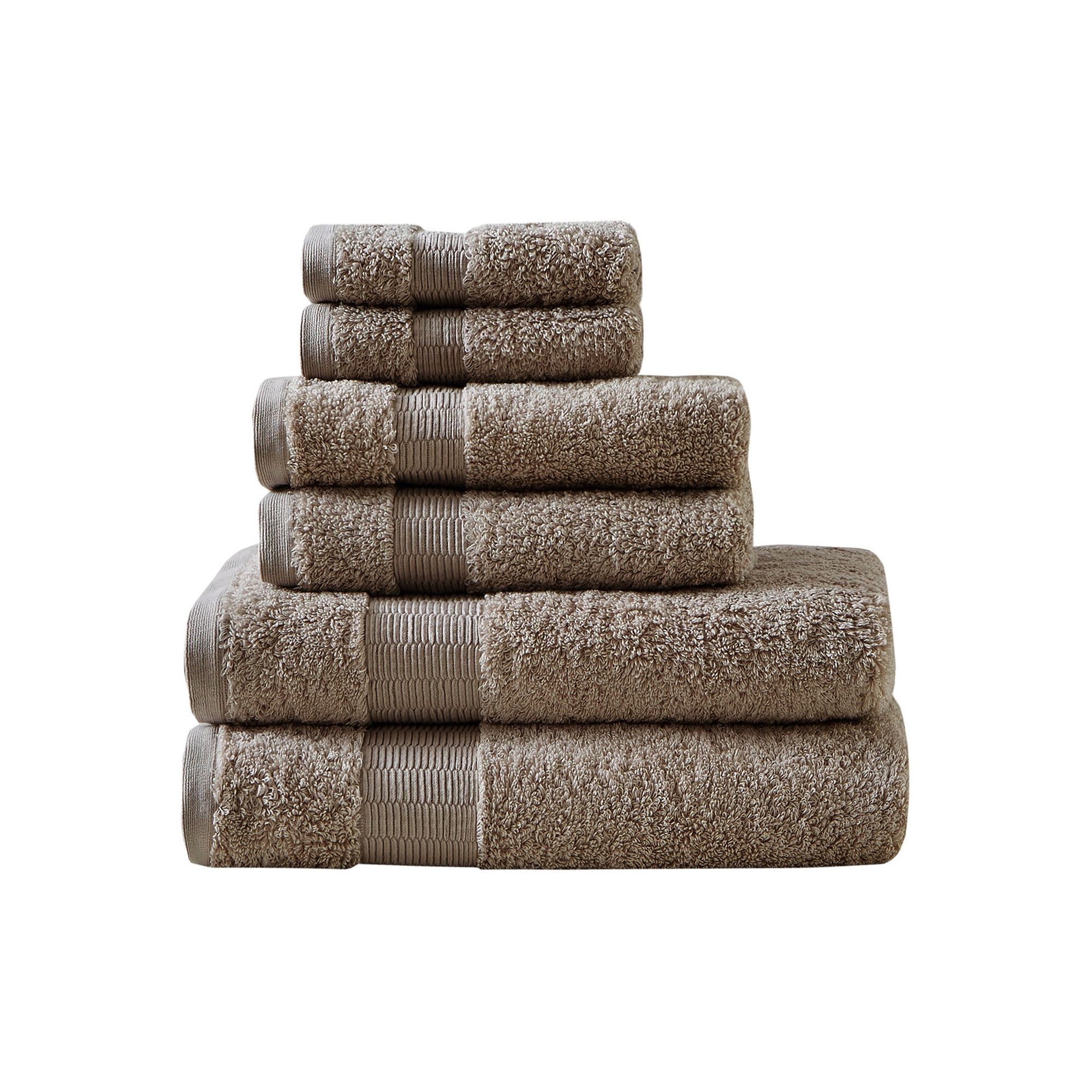 Madison Park Signature Egyptian Cotton 6-piece Bath Towel Set, Dark Brown