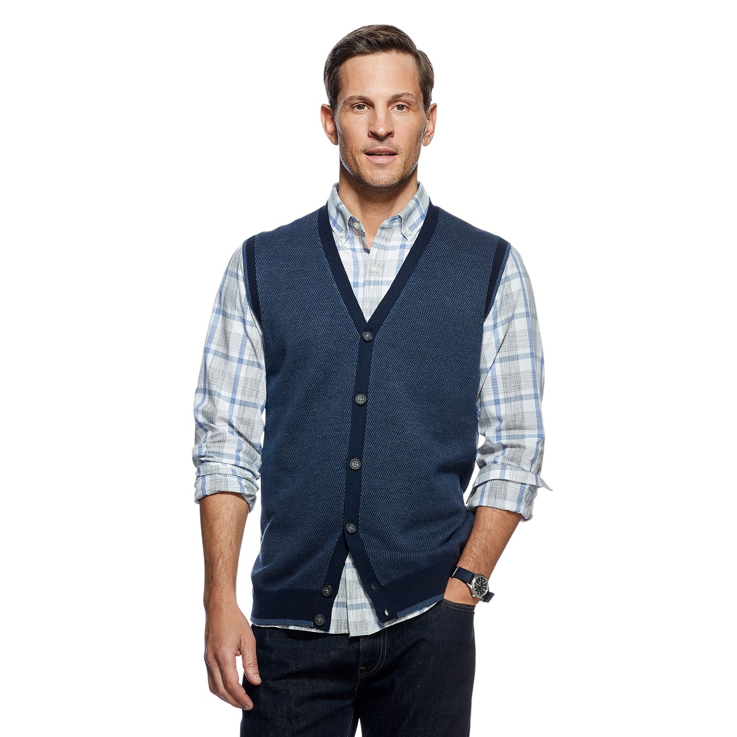 men's button front sweater vest