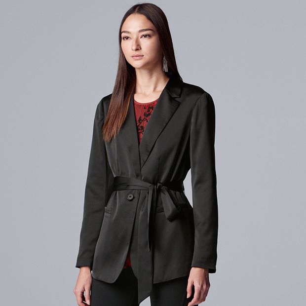 Women s Simply Vera Vera Wang Satin Tie Waist Blazer