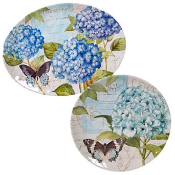 Certified International Hydrangea Melamine 2 pc Platter Set