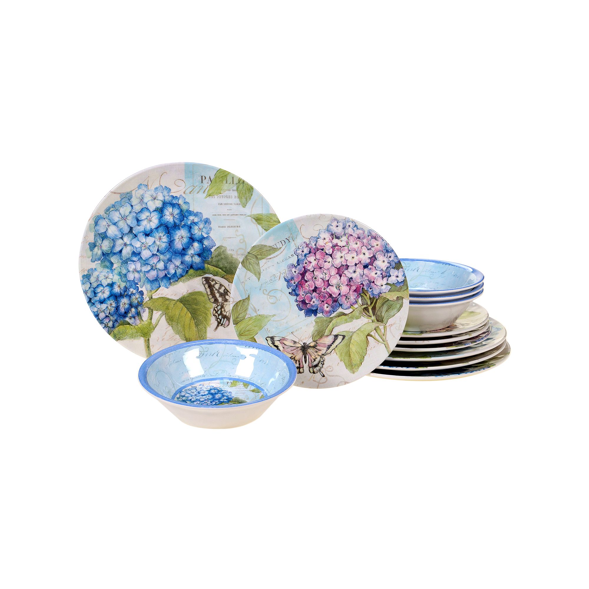Certified International Hydrangea Melamine 12-pc. Dinnerware Set, Multi