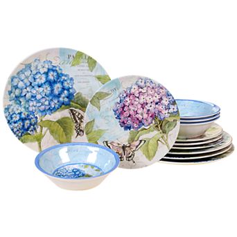 Certified International Hydrangea Melamine 12 pc Dinnerware Set