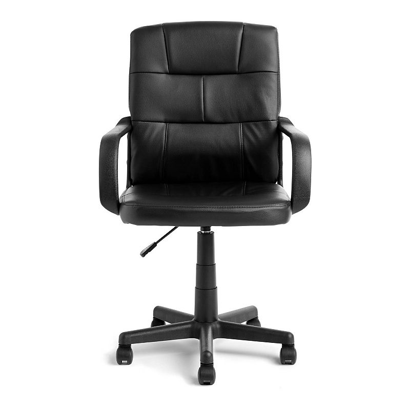 UPC 784857612301 product image for Urban Shop Tufted Leather Mid-Back Office Chair, Blue | upcitemdb.com