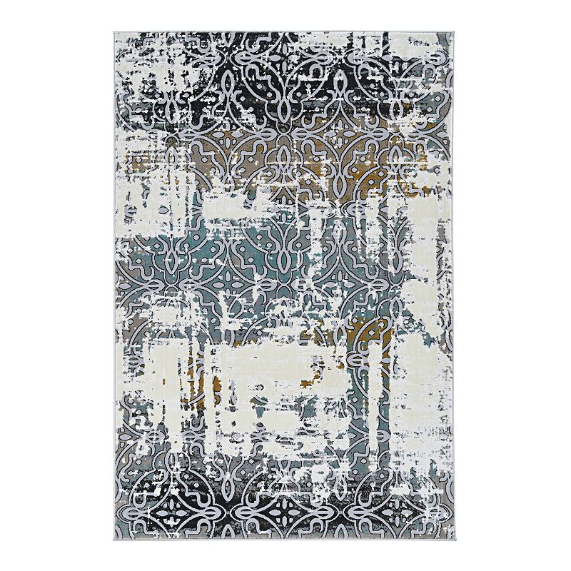 Linon Elixir Leyton Rug, White, 5X7.5 Ft