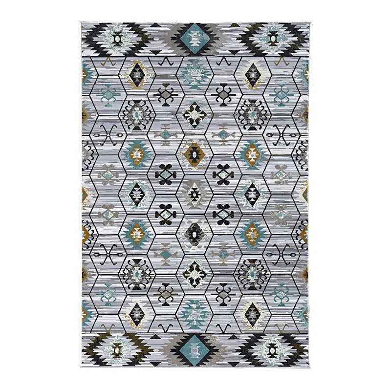 Linon Elixir Tempe Rug, Grey, 5X7.5 Ft