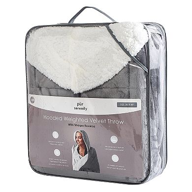 Pur Serenity 10-lb. Hooded Weighted Velvet Throw