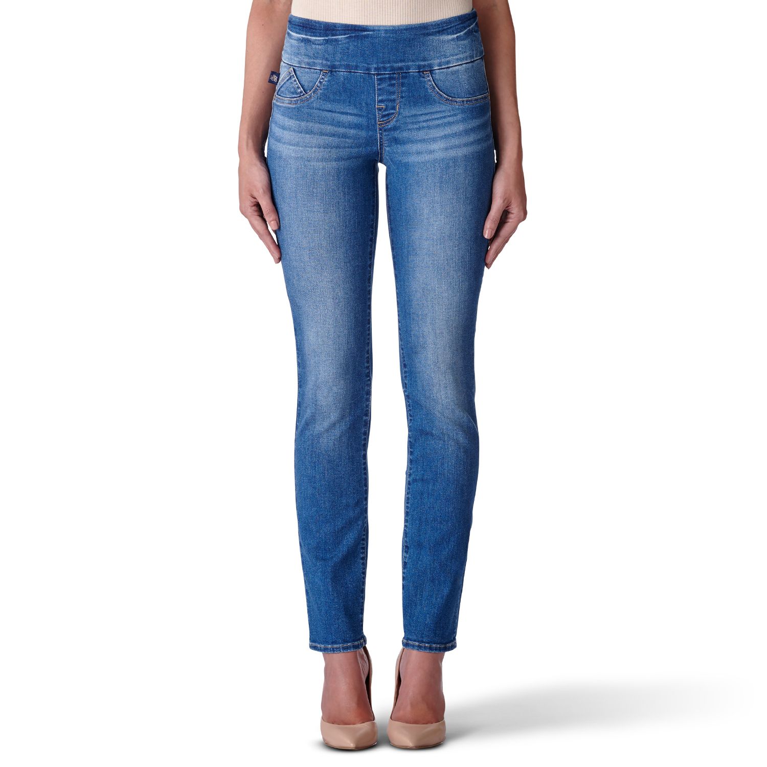 women's pull on straight leg jeans