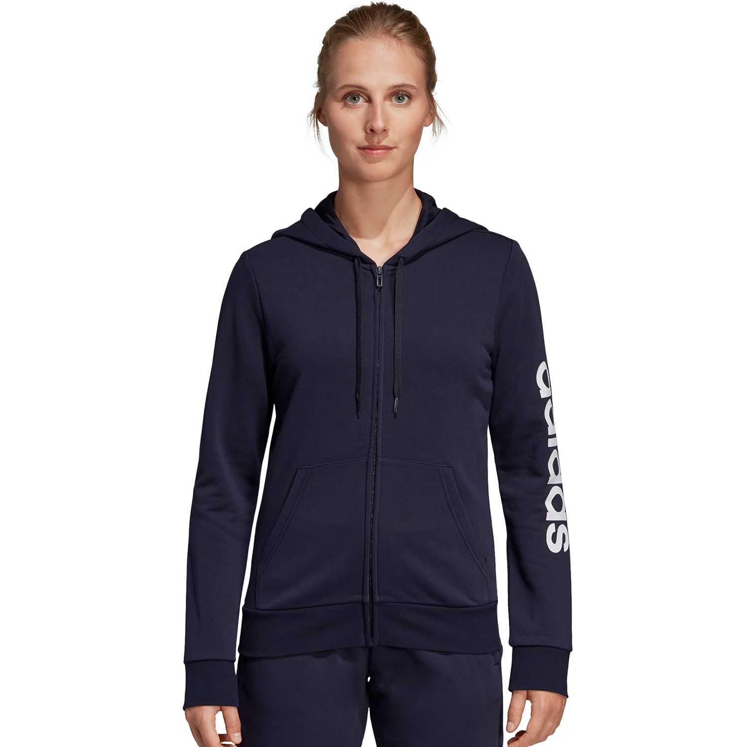 adidas women's essentials linear full zip fleece hoodie